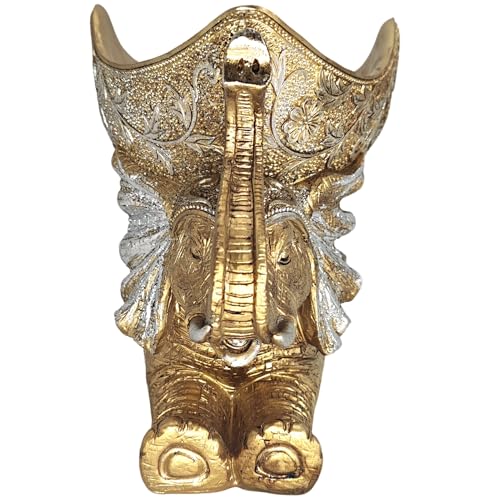 Estatua Elefante con Bandeja de Almacenaje Dorada miniatura 2