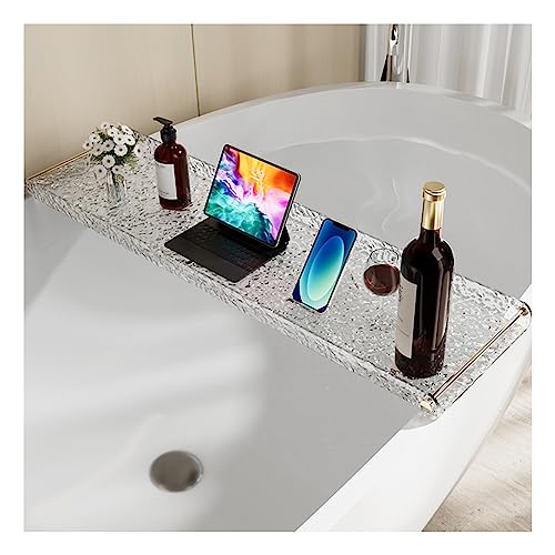Vassoio Per Vasca Da Bagno In Acrilico Trasparente,Portavasca,Design Ondulato Antiscivolo,Può Ospitare Libri, Telefoni, Candele, Vino E Tablet,Adatto A Tutte Le Vasche Da Bagno (Color : B, S : 90CM