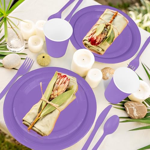 TWOWYHI 228PCS Party Supplies Set Include Paper Plates Cups Napkins Plastic Spoons Forks Knive for 30 Guests Disposable Party Dinnerware for Birthday Wedding Family Picnic - Image 3