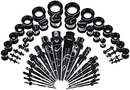 Memsion Ear Stretching Kit 50 Pieces 14Gauges-00Gauges Earrings Piercing Kit Marble Gauges for Ear