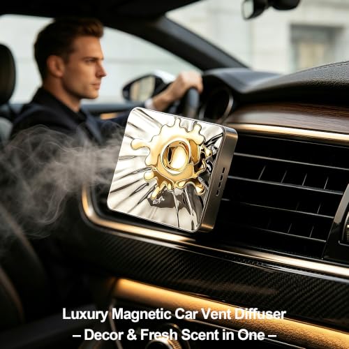 Image of Car Air Freshener Diffuser Vent Clip, Aroma Diffuser Refills, Aromatherapy Diffusers for Fragrance Car Accessories Decoration, Gift for Women Men Dad Mom (Silver and Gold)