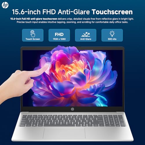 Image of HP 15.6 inch 2026 Touchscreen Laptop, Intel 13th Gen 10-Core i7-1355U(Up to 5.0GHz), 16 GB DDR4 RAM, 512 GB SSD, Intel Iris Xe Graphics, Copilot AI, Wi-Fi 6, Windows 11 Pro, for Business & Student