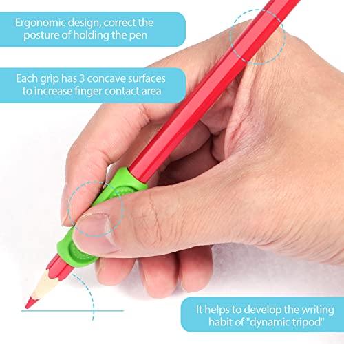 TIESOME 8 Pcs Silicone Pencil Grips, Pencil Grips for Kids Handwriting, Universal Ergonomic Writing Aid Finger Grip Holder Posture Correction for Children Adults Righties and Lefties - Image 4