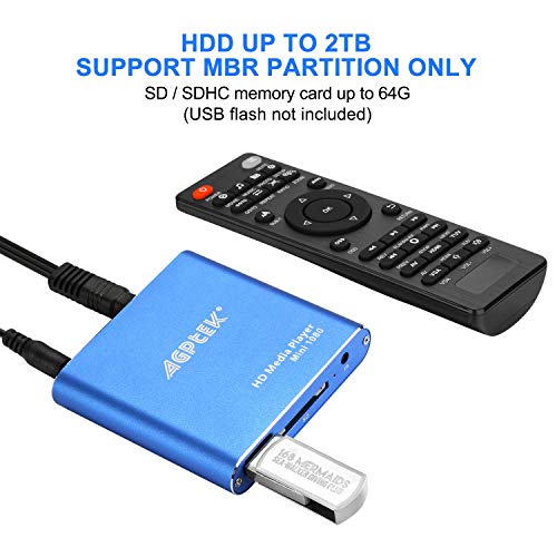 HDMI-multimediaspeler, mini Full HD 1080p Full HD digitale multimediaspeler voor spelers -MKV / RM-HDD USB blauw - Image 5