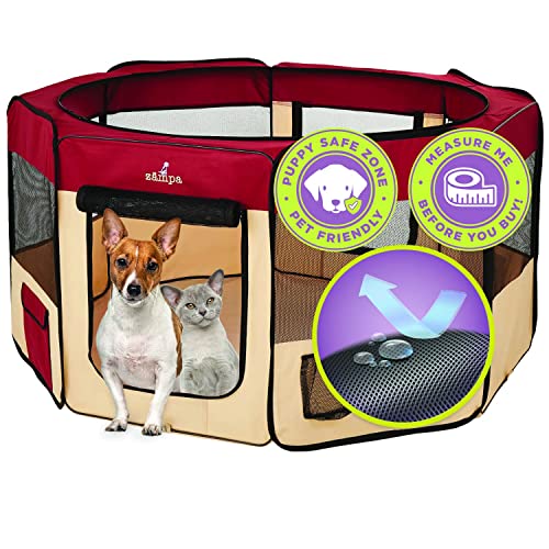 Zampa-Pop-Up-Portable-Large-61x61x30-Playpen-for-Dog-and-Cat-Foldable-IndoorOutdoor-Pen-Travel-Pet-Carrier-Carrying-Case Zampa Pop Up Portable Large 61x61x30 Playpen for Dog and Cat Foldable IndoorOutdoor Pen Travel Pet Carrier Carrying Case