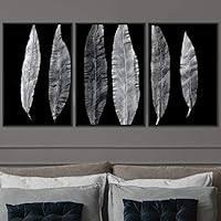3 Piece Framed Canvas Wall Art Black and White Botanical Canvas Prints Home Artwork Decoration for Living Room,Bedroom - 16