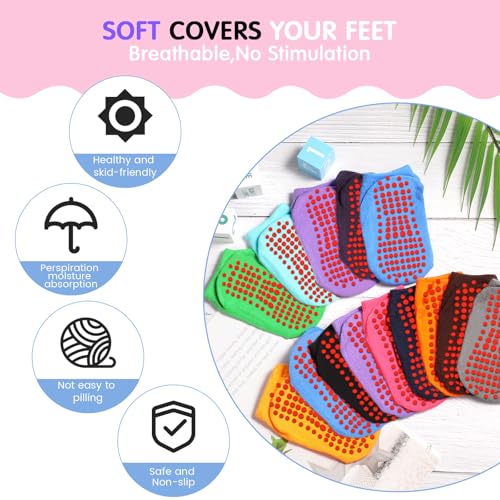 Geyoga 12 Pairs Non Slip Socks Ankle Grip Anti Skid Socks for Boys Toddlers Girl3