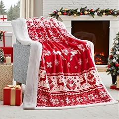 Red Christmas Nordic Printed Sherpa