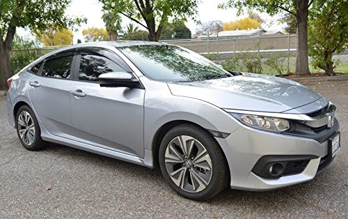 for 2016-2021 Honda Civic - 4Dr Sedan - Smoke Tinted Side - Window Visors Tape-On