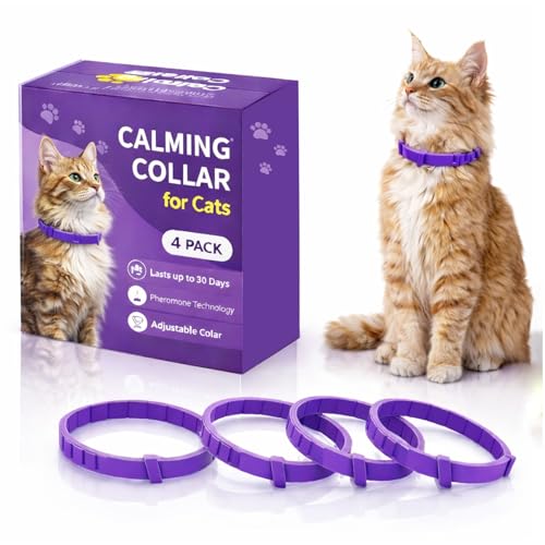 Calming Pheromone Collar for Cats, 4-Pack, Adjustable,