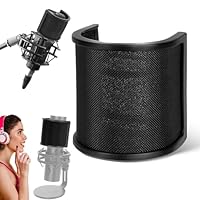 Norhogo Anti-Pop-Mikrofon-Filter, Pop-Filter, Netz- und Schaumstoff- und Staubtuchfilter für tragbare Mikrofone, für Tonstudio Mikrofone, Schwarz