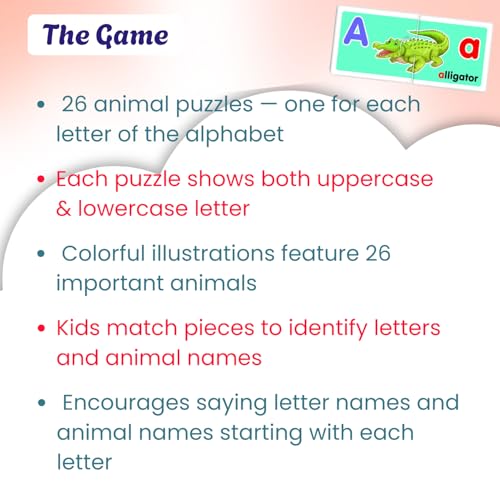 Image of Creative's ABC Animals, Learn the Alphabet with Animal Names, Early Puzzles, Learning & Educational Puzzles for Kids, Self-Correcting, Letter Sound Recognition, Ages 3 & Up