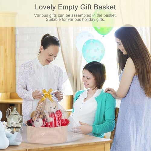 Image of Small Empty Gift Basket with Bag & Ribbons, Beige