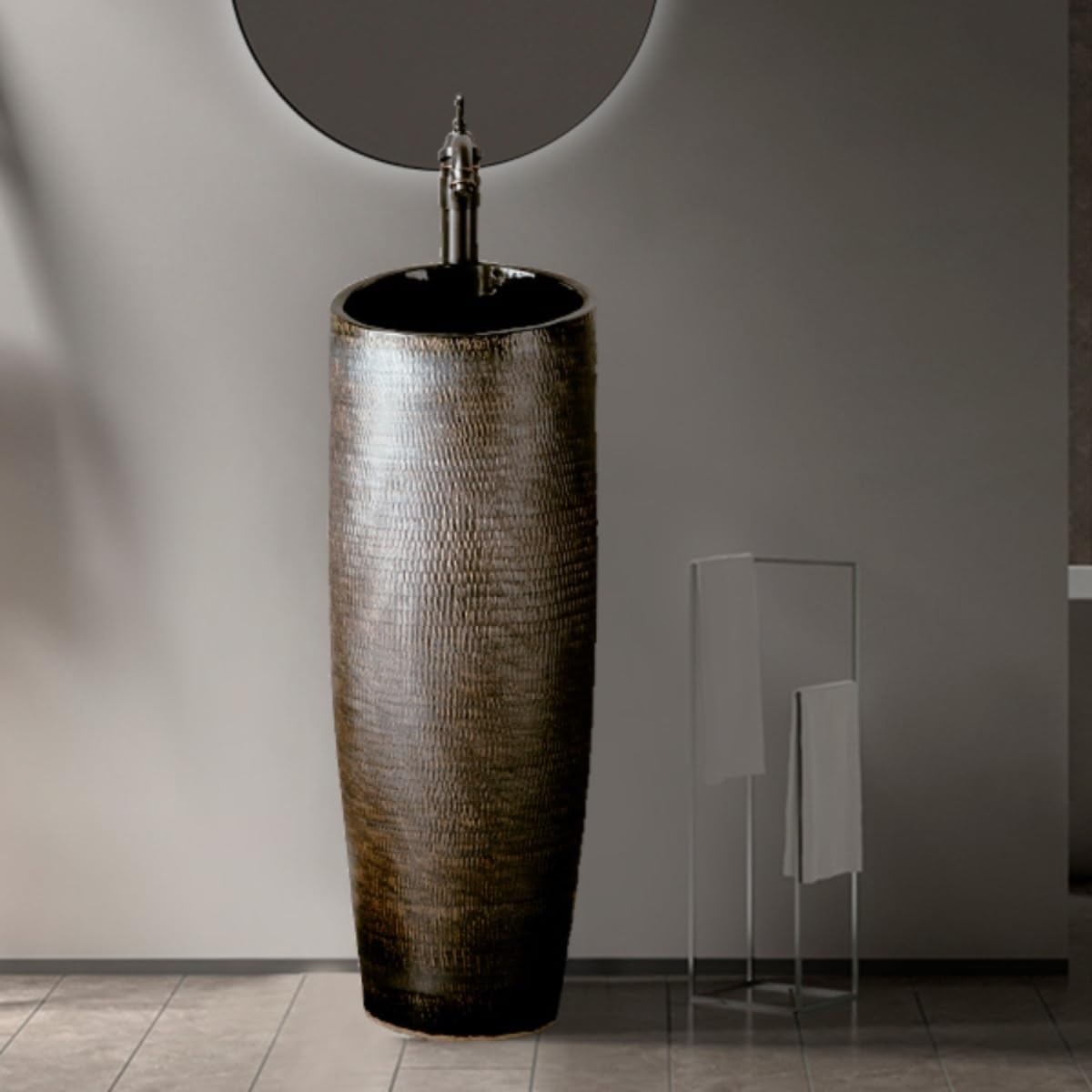 Intérieur Lavabo simple d'extérieur avec robinet et kit de vidange, évier colonne sur pied for balcon Facile à installer