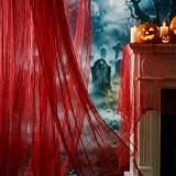 RunNico 197'' x 39'' Halloween Blood Red Scary Gauze, Fine Yarn Bloody Creepy...