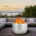 GarveeLife 27" Smokeless Fire Pit with Air Switch, Wood Burning Portable Stainless Steel Outdoor Firepit with Fixed Stand & Stove Hook, Ash Pan, for Camping Backyard Patio Picnic, H: 20 in, 33 lbs