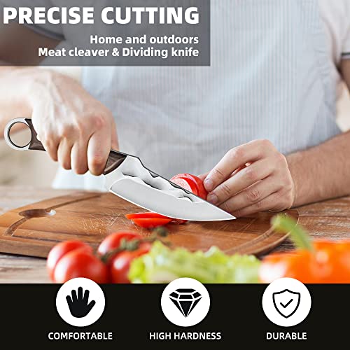 Veisky Outdoor Bushcraft Knife - Hunting Knife, Survival Knife, Tactical Knife & Minimalist Camping Pocket Knife With Ergononic Handle & Knife Sheath - High Carbon Steel Blade Fixed Knife #TOP1