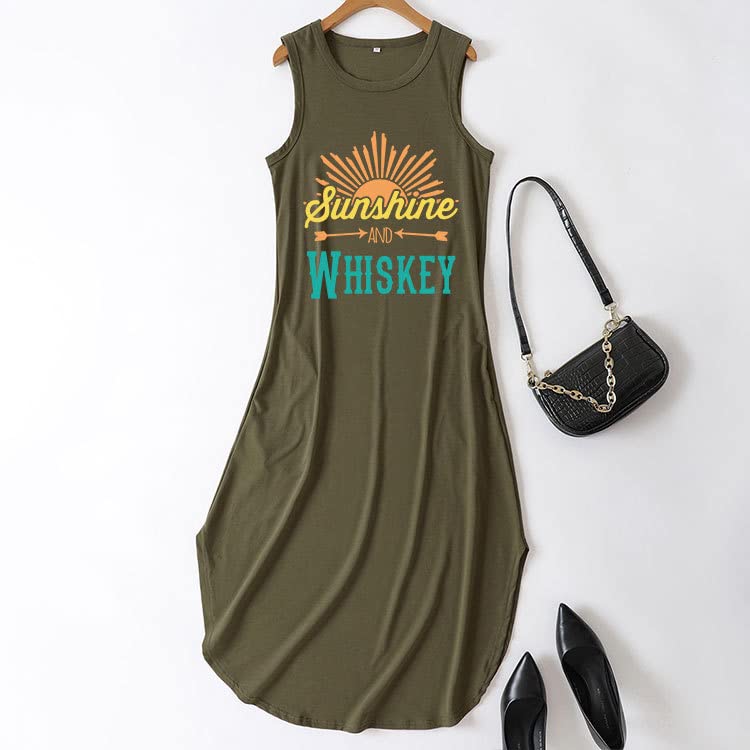 Image of Good Vibes Rainbow Graphic Dress Womens Sleeveless Pocket Maxi Dress Hawaiian Beach Tank Dress