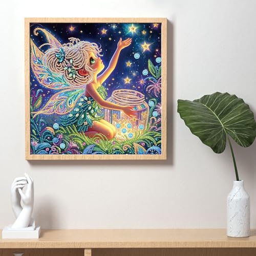 Image of 5D Special Shape Diamond Art Kits for Beginners, Diamond Painting Kits for Adults, Crystal Rhinestones Diamond Painting for Home Wall Decoration Gift 12x12 inch /30x30 cm, Starry Night Enchantment