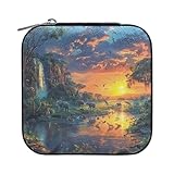 Sevdomey Joyero de piel sintética con diseño de animales africanos para mujeres y niñas, con forro de terciopelo, estuche de almacenamiento portátil para anillos, aretes, collares, pulseras