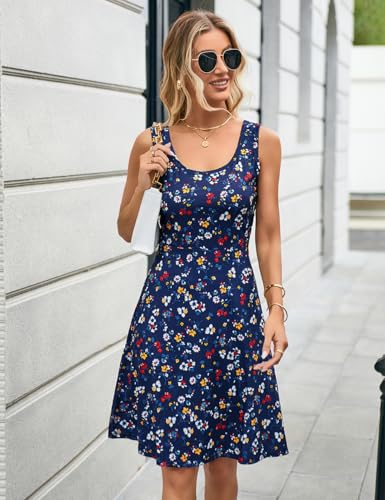 Image of Herou Summer Beach Dresses for Women A Line Sleeveless Tank Dress | Casual,Scoop Neck,Soft,Knee Length,Breathable