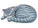 Hughapy Grey Cute Sleeping Cat Shaped Bedroom Area Rug, Christmas Tabby Cat Carpet (33.5 by 18 Inch)