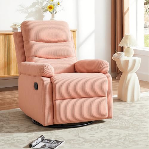 Image of Rocking Recliner Chair,Manual Swivel Nursery Recliner with Corduroy