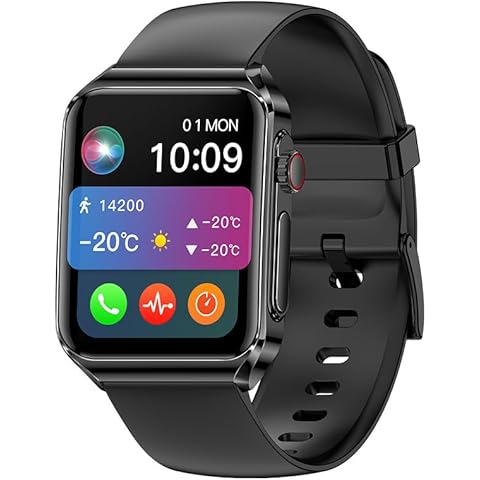 Yowow BIT Smart Watch, 1.85" HD Bluetooth Call Pedometer with Heart Rate/Blood Oxygen/Blood Pressure/Blood Composition/Body Composition/Sleep Monitor, IP67 Waterproof Cover