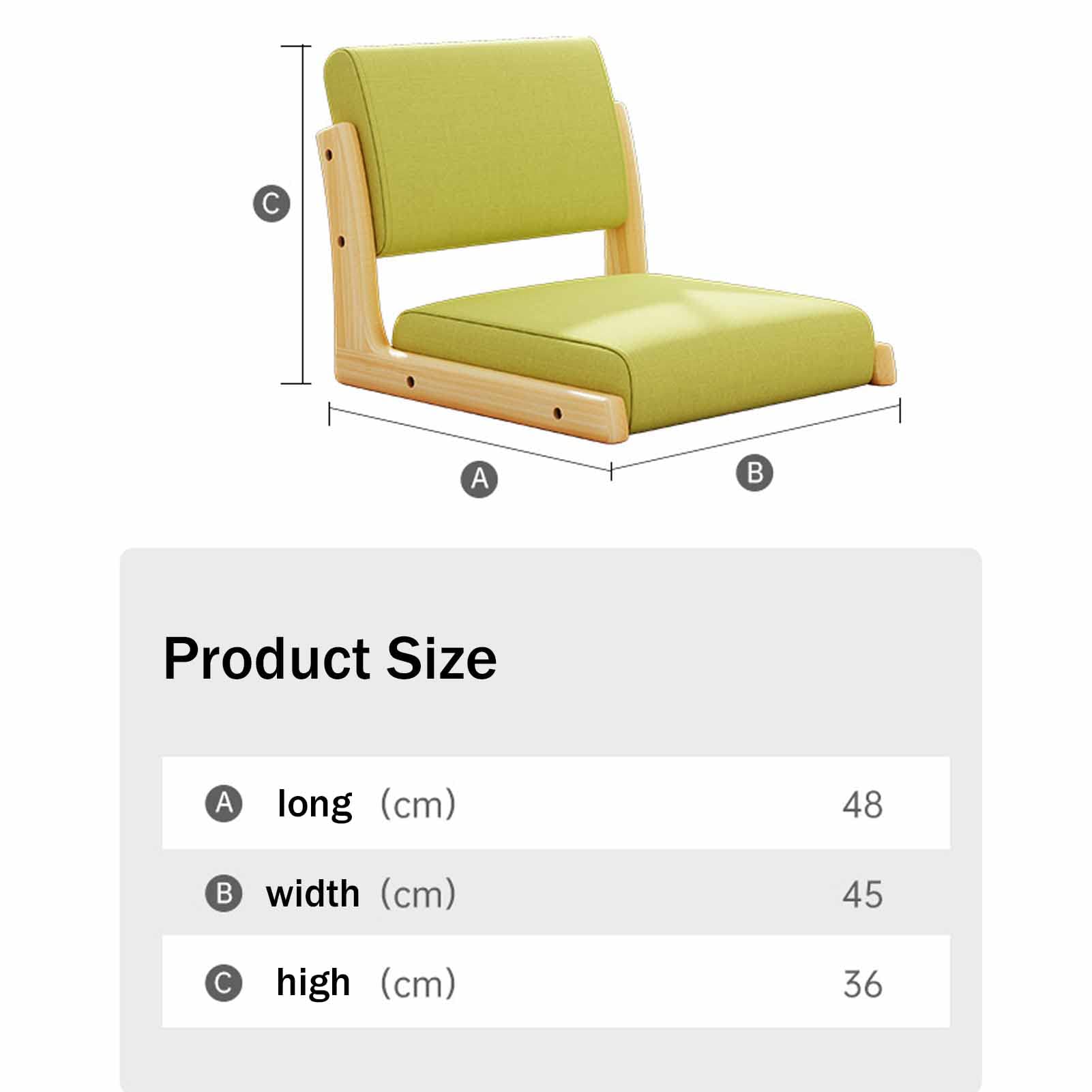 Chaise De Sol Tatami, Siège De Sol De Chaise De Salon, Chaise De Sol En Bois Massif Avec Support Dorsal, Chaise Paresseuse Sans Jambes De Style Japonais, Siège De Chaise Simple Portable Avec Coussin