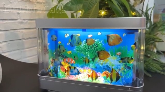 Image of Fake Fish Tank,Virtual Ocean Moving Fish lamp,Fake Aquarium Decor,Realistic Artificial Aquarium Decorations for Bedroom & Office(Sliver)