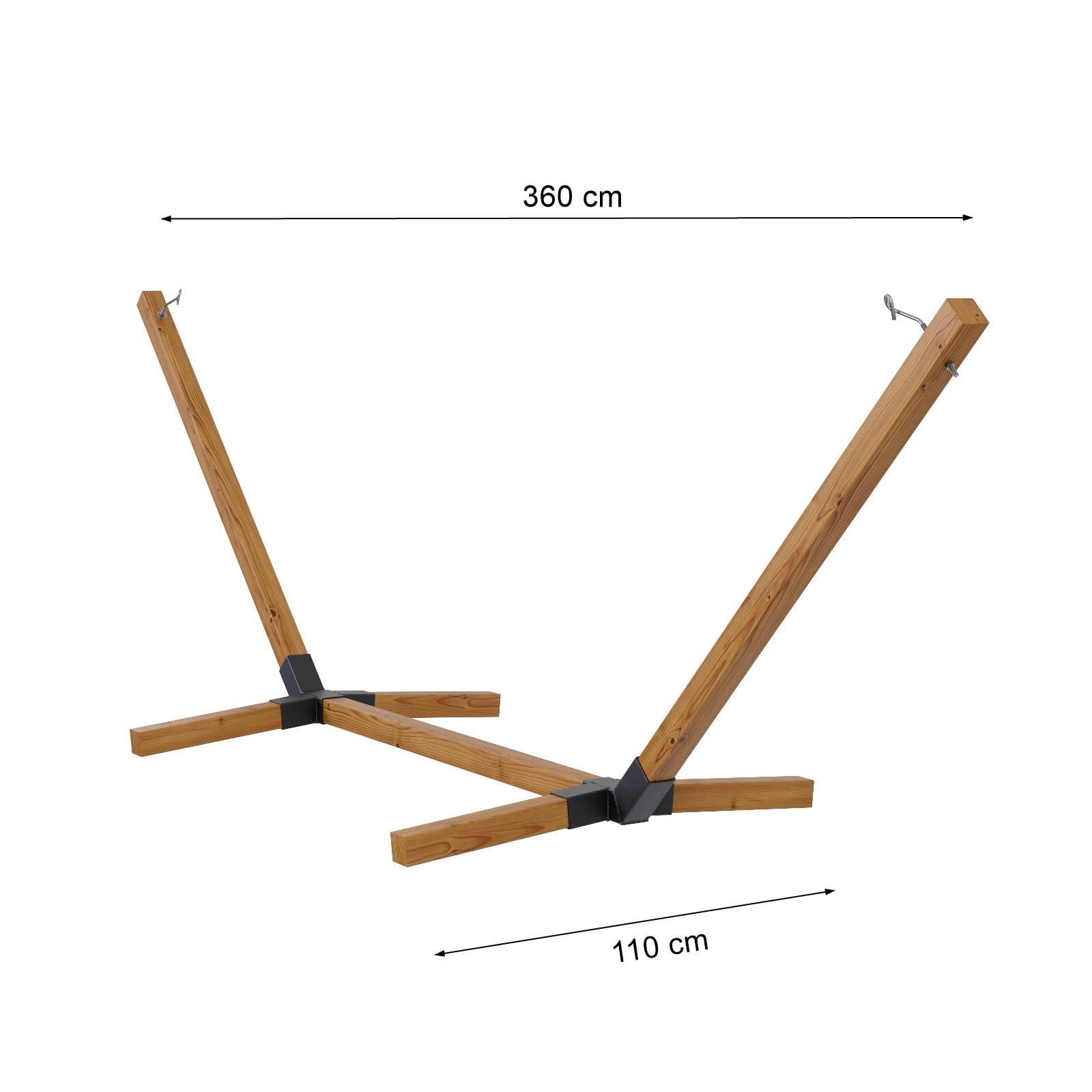 QLS Telaio per amaca in legno XXL 350 cm resistente alle intemperie fino a 350 kg per esterni