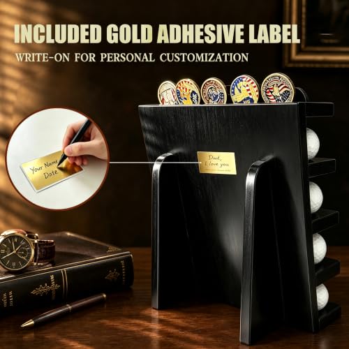 Image of 100% Solid Cypress Wood Golf Ball Display (Black)