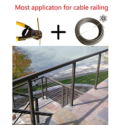 Hetai Wire Rope Stainless Steel Cable Galvanized Steel Cable Stainless Aircraft Steel Wire Rope Cable For Railing,Decking, Diy Balustrade, 1/8Inch,7X7,164Feet #TOP1