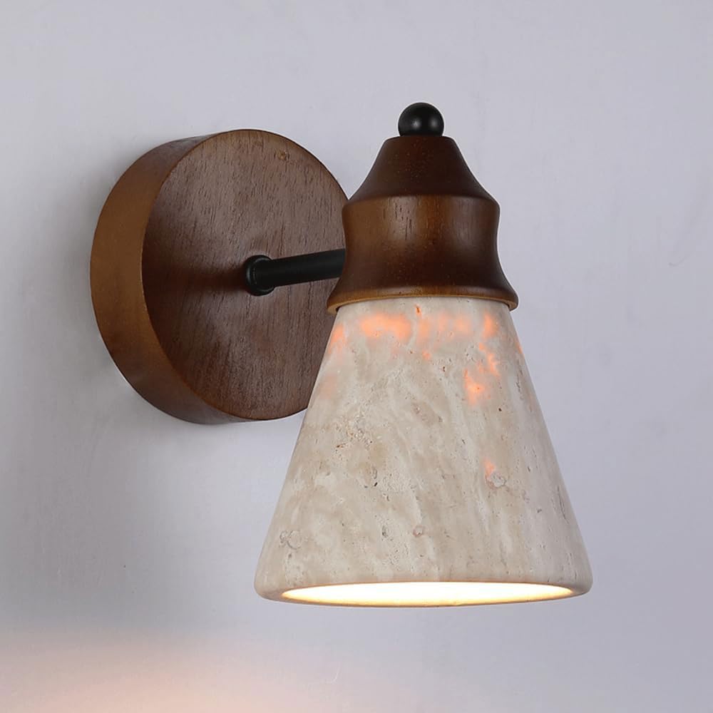 Xybzjp Multicolor 5.9In Natural Yellow Travertine Wall Lamp, Hard Wire Connection Wall Light, Modern Industrial Style Indoor Wall Sconce, Entrance Corridor Bedside Decorative Lighting Fixtures