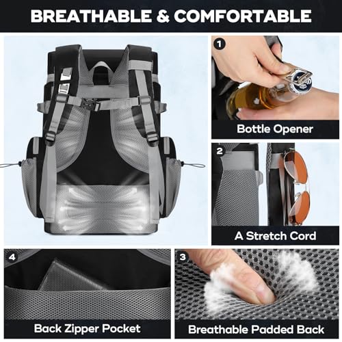 Image of Maelstrom Backpack Cooler,Soft Lightweight Leakproof Cooler Backpack,35 Can Insulated Cooler Bag,Keeps 35 Cans Hot /Cold for Up to 16 Hours,Waterproof Lunch Bag for Men Women-Black