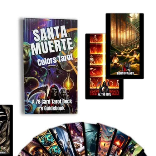 Santa Muerte Tarot - 78 Card New Deck with Guidebook - Beginner & Expert Tarot Readers - Santa Muerte Robe Colors