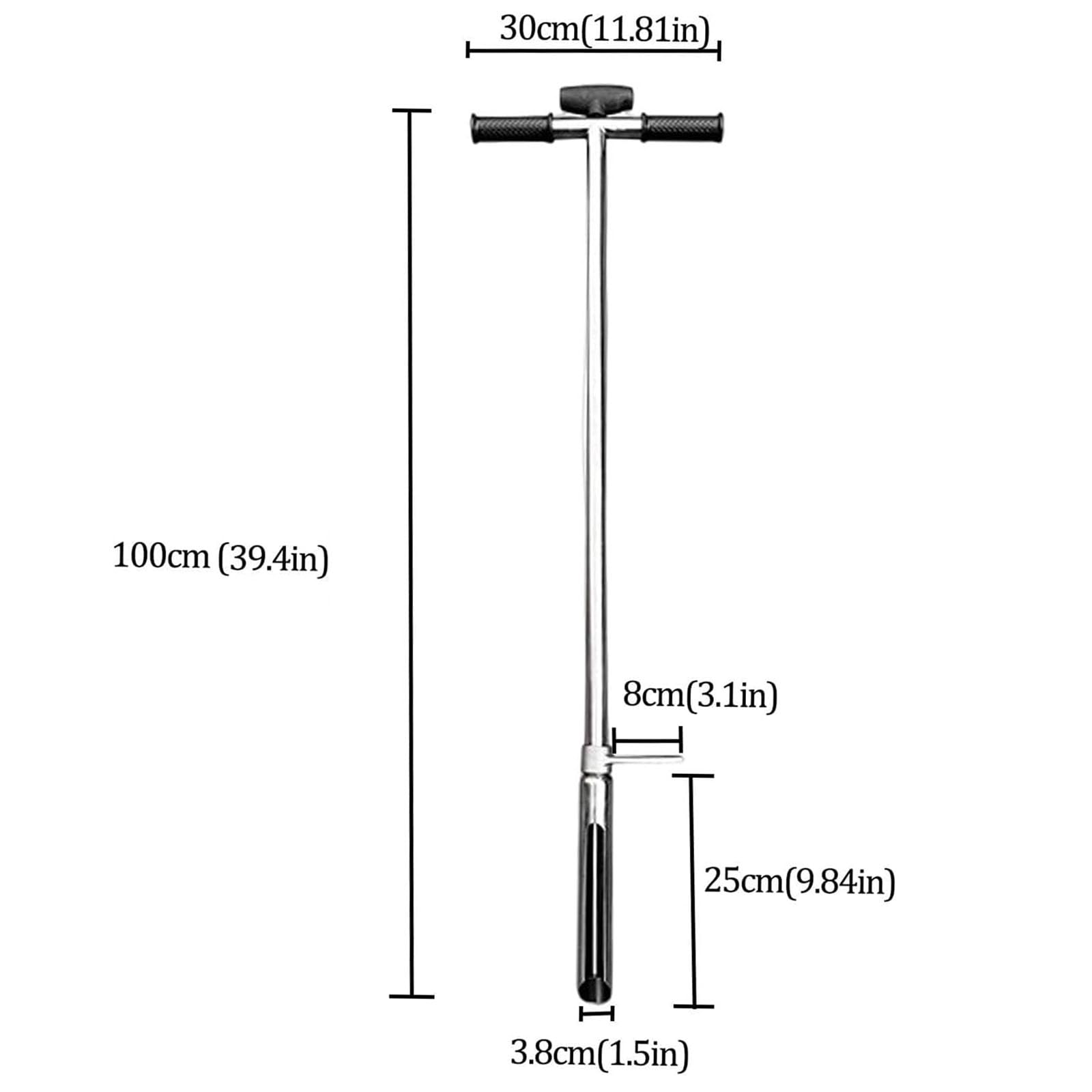 Sonda do pobierania próbek gleby, narzędzie ze stali nierdzewnej 101 cm z pedałem nożnym i uchwytem z gumy T, sonda o średnicy 3 cm do badania gleby i pielęgnacji roślin w ogrodzie, trawniku