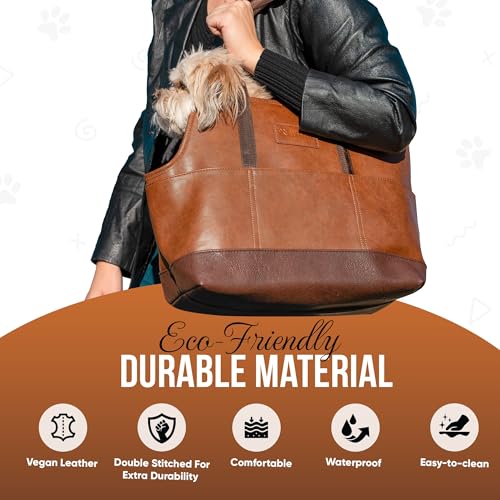Luxury-Dog-Purse-Carrier-Brown-Faux-Leather-Pet-Carrier-Secure-Harness-Clip-Tote-Bag-for-Small-Dogs-and-Puppies Luxury Dog Purse Carrier Brown Faux Leather Pet Carrier Secure Harness Clip Tote Bag for Small Dogs and Puppies