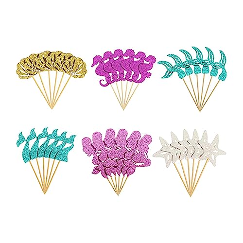Abaodam 36 Unidades topo de bolo prafesta animais marinhos sob o mar escolhas de cupcake decoração e