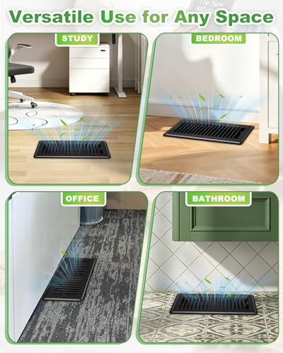Image of 4x10 Floor Register, Black Adjustable Airflow for Home Floor Vents, 12 Pack