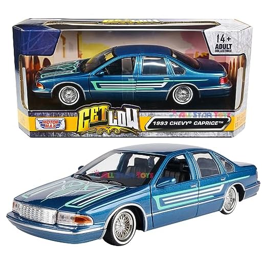 Motormax 1993 Chevrolet Chevy Caprice Lowrider 1:24 Diecast Model Blue w/Graphics Get Low 79022 by All Star Toys