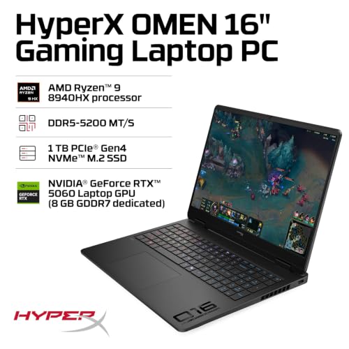 Image of HP HyperX OMEN Gaming Laptop 2026, Ryzen 9 8940HX, NVIDIA GeForce RTX 5060