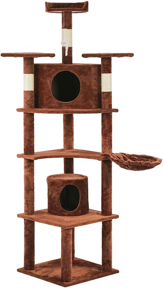 73" Cat Tree Scratcher Play House Condo Furniture Bed Post Pet House (style2)
