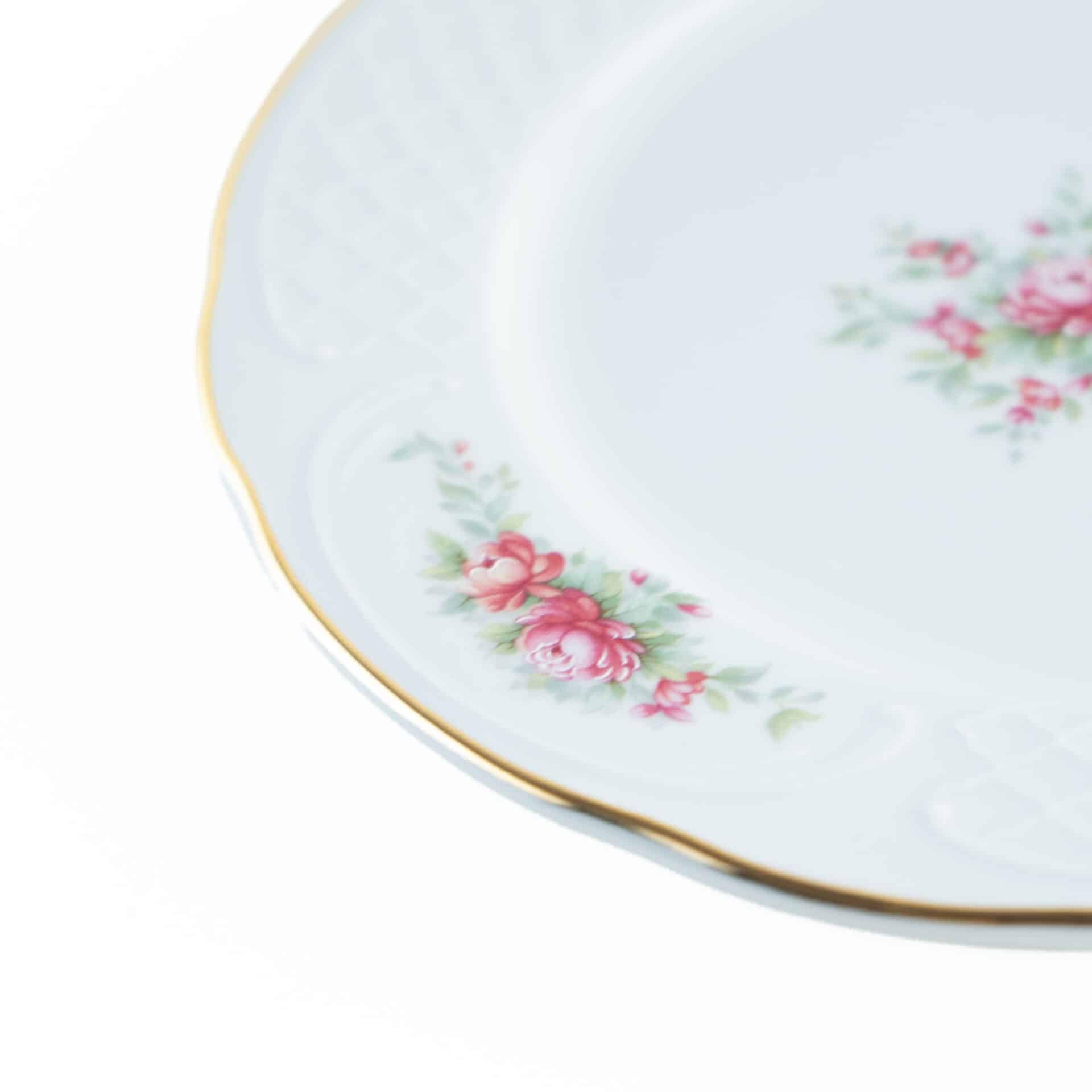 FranquiHOgar Juego de Platos de Postre de Porcelana (6 piezas) Bidasoa Irina con Motivos Florales y Filo de Oro, Piezas de Porcelana con un Acabado Fino y Decorativo