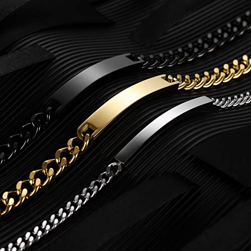 MeMeDIY Personalized Couple Bracelets Set Custom Engraving Name/Date for Men Women Boyfriend Girlfriend Stainless Steel Adjustable Ankle Curb Link Love Relationship Valentine's Gift4