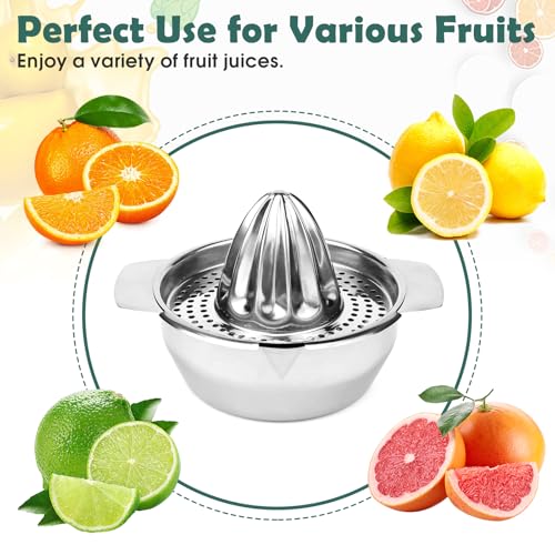 Presse-agrumes en acier inoxydable 18/8 avec récipient de 400 ml - Presse-agrumes manuel - Qualité professionnelle - Presse-agrumes - Pamplemousse - Presse-oranges - Solide et robuste - Passe – Image 6