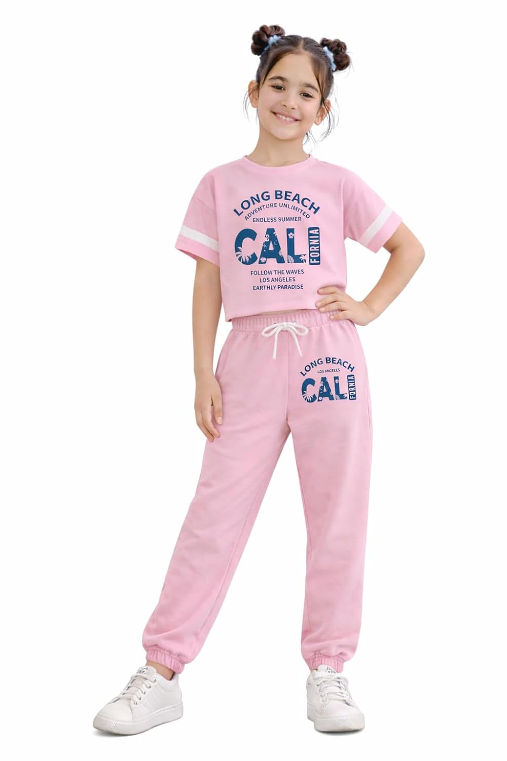 Trampoline Girls Printed Half Sleeve Crop Top & Track Pants Set | Kids Graphic Print Co-Ord Outfit | Stylish Casual Clothi... - Review, Price and Buying Guide