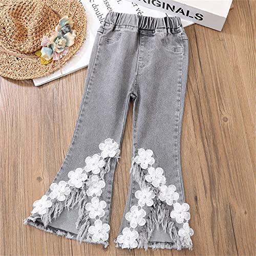 Toddler Denim 3D Flower Print Pants Baby Girls Trousers Ruffles Lace Jeans for Kids 3 to 12 Years 6 Month Cotton Pants4