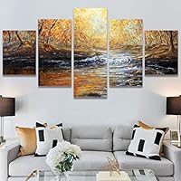 SIGNWIN 5 Panel Canvas Wall Art Modern Art Expressive Forest Multicolor Photography Romantics Scenic for Home Decorations Ready to Hang - 60