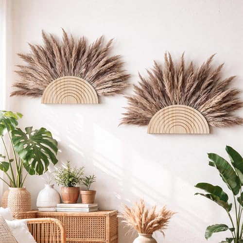 Macetero de pared de madera en pack de 2 jarrones boho rústicos 4